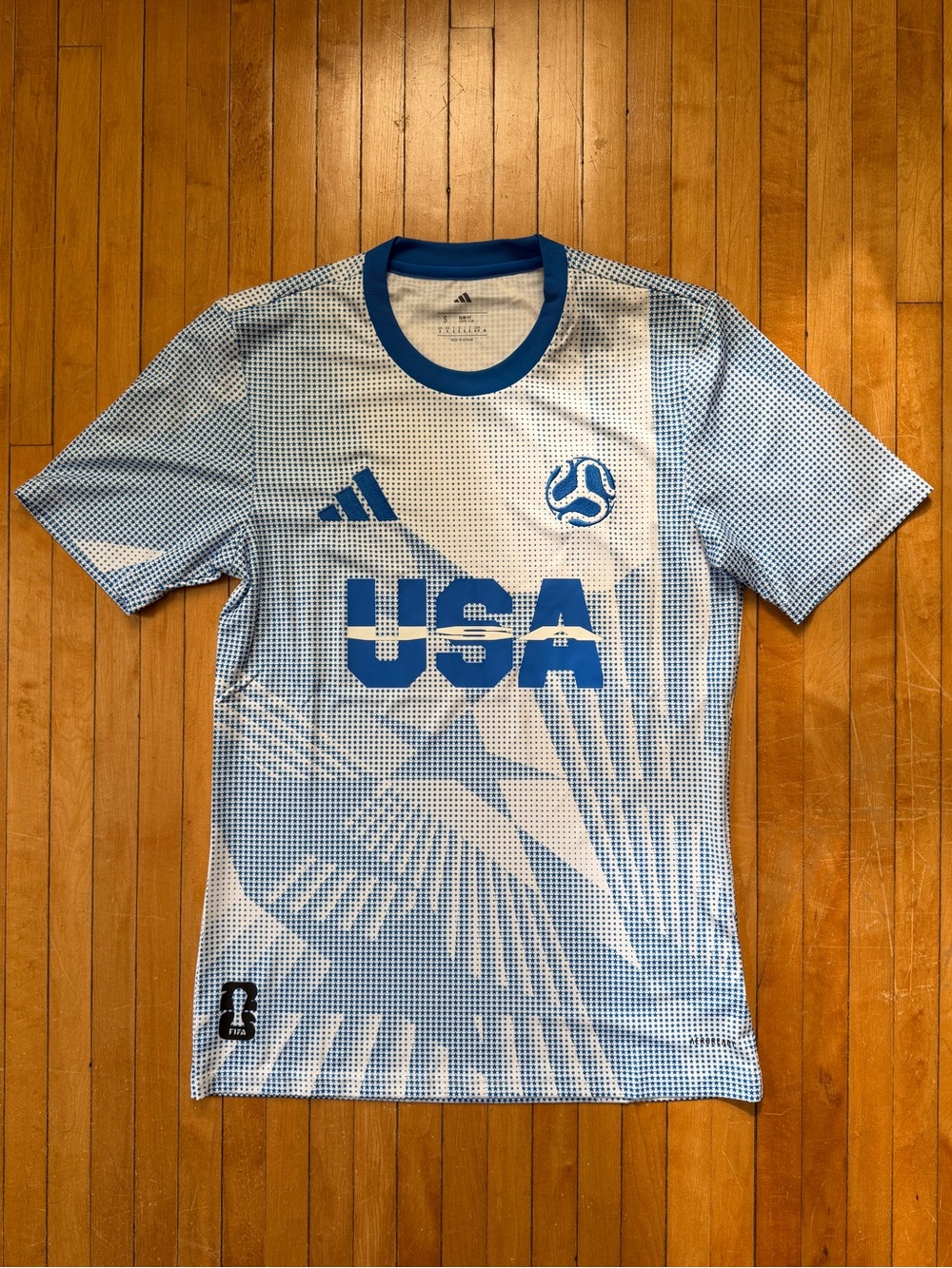 NWT Adidas FIFA World Cup 2026 USA Official Jersey White/Glow Blue Men’s Sz. S